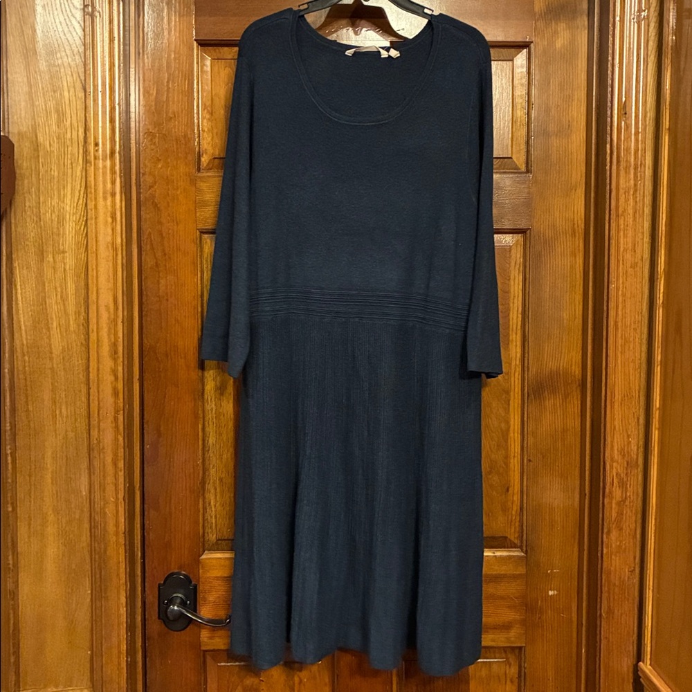 NWT Size 2X Soft Surroundings Knit Pleated Dress in Heather Blue (ABBA)